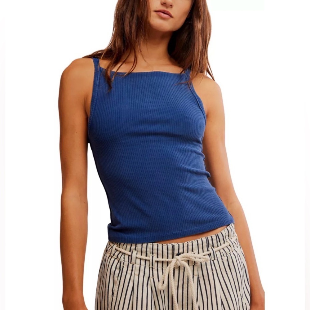 Free People We The Free Mia Tank Royal Blue/ Bellwether/Navy Small NWT